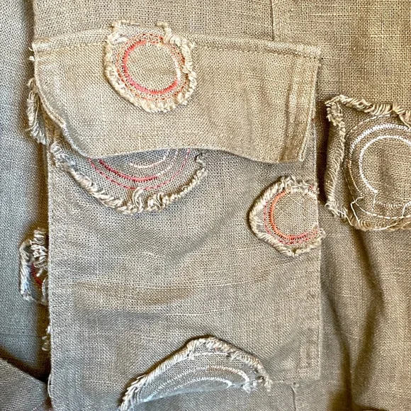 Sassy Linen Distressed Duster, Medium, Boutique Brand, Taupe - Picture 5 of 6